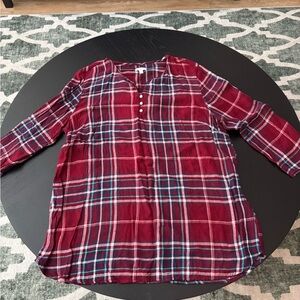 Talbots Flannel Red and Blue Plaid Top